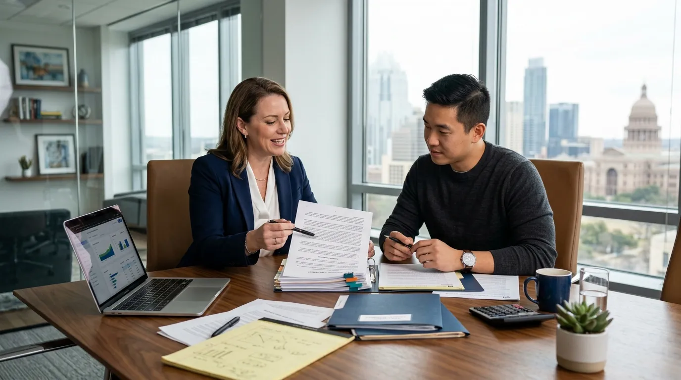 Austin business lawyer reviewing a business contract