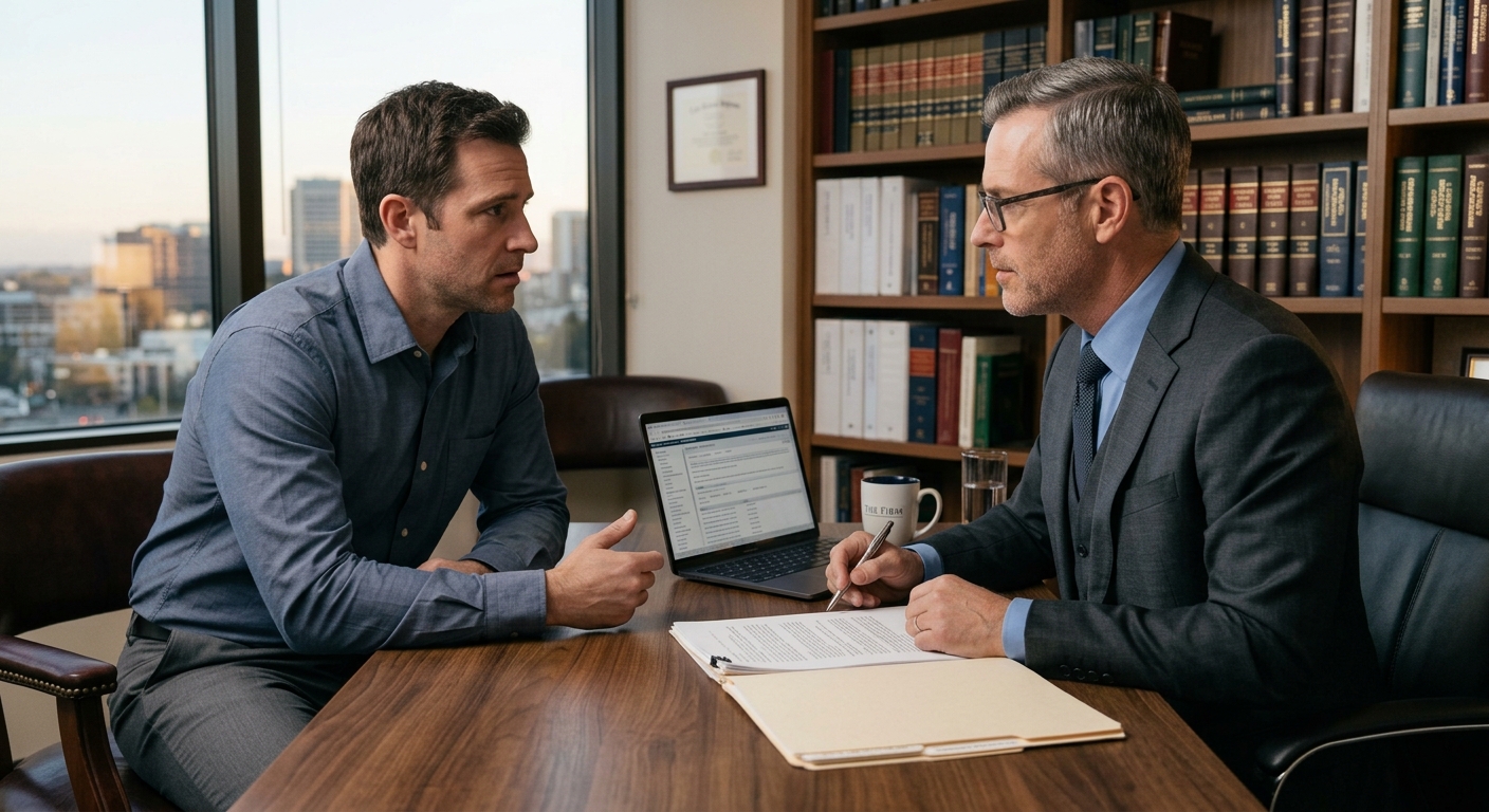 A DUI defense attorney consulting with a client about a drunk driving charge